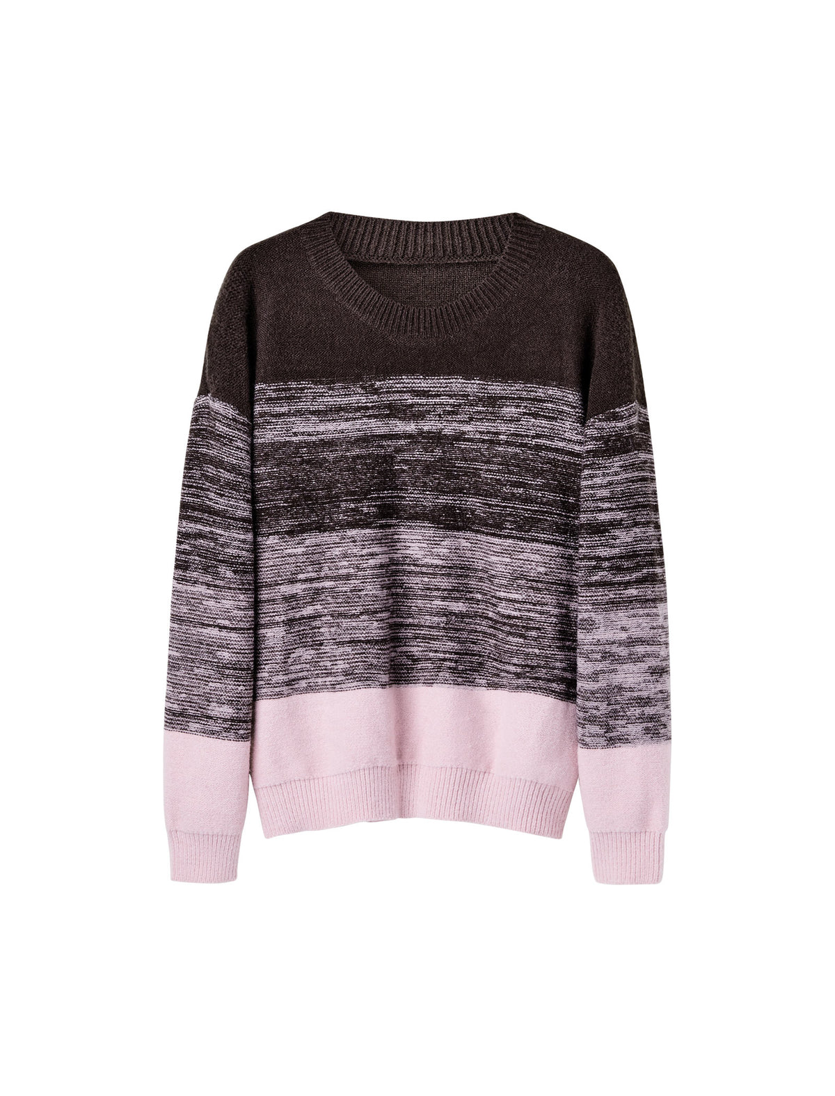 Wool Gradient Striped Crew Neck Relaxed Knit Sweater