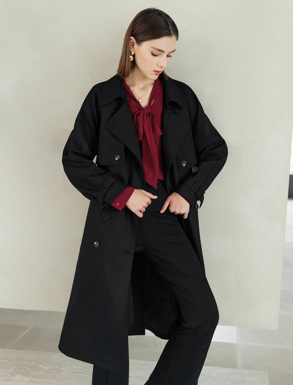 Wine-Red Bow Tie Professional Blouse