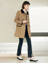 Contrast-Trim Double-Breasted Trench Coat