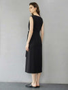 Deconstructed Silk Crepe Dress with Inset Waist