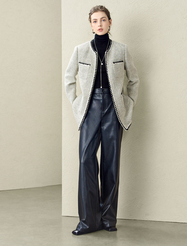 High-Waisted Faux Leather Wide-Leg Pants