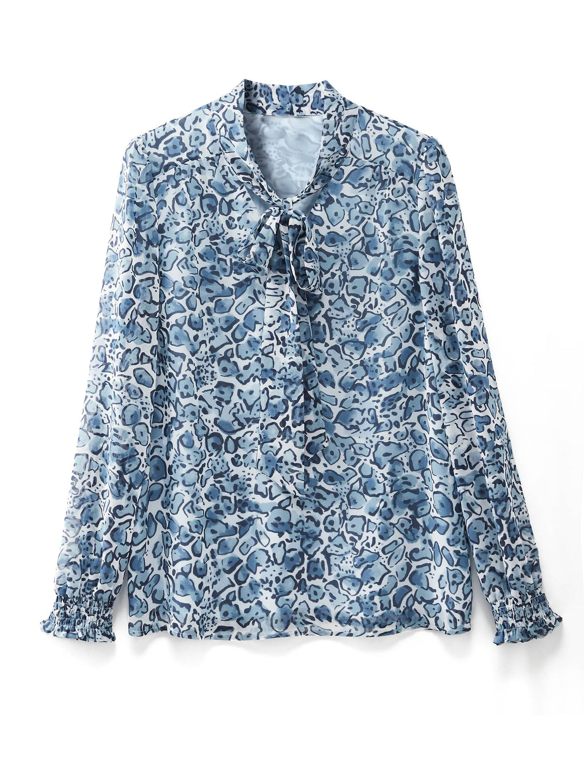 Chiffon Blue Leopard Print Blouse