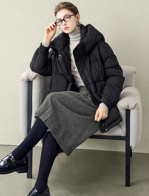 High Collar Hooded Down Jacket