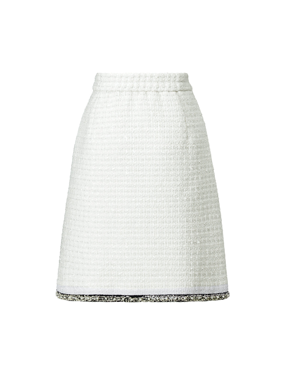 Wool Blend Braided-Trim High-Waist Straight Skirt