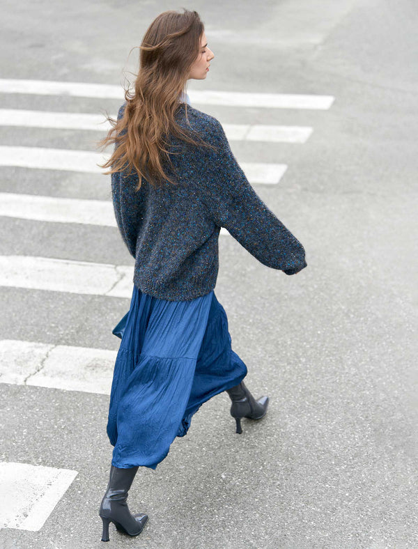 Royal Blue Crinkled Maxi Skirt