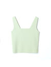 Solid Square Neck Wide Strap Knit Tank Top