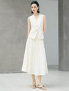 Pleated High-Waist Midi Skirt