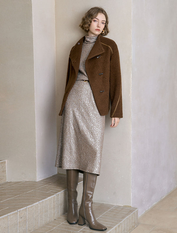 All-Over Sequin Turtleneck Midi Dress