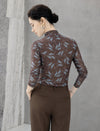 Paisley Print High Neck Long Sleeve Top