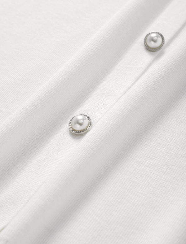 White Minimalist Loose Knit Round Neck Sweater