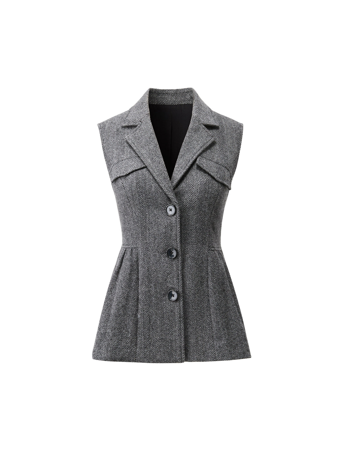 Wool Blend Tailored Button-Front Vest