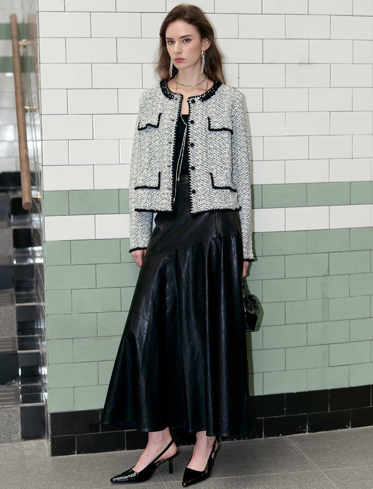 Light Grey Tweed Wool-Blend Jacket