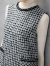 Wool Blend Braided-Trim Crewneck Pocket Sleeveless Dress
