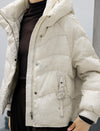 Floral Pattern Hooded Zip-Front Cropped Puffer Jacket