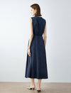 Floral Jacquard A-Line Sleeveless Midi Dress