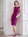 Solid Color Self-Belt Sleeveless Dress