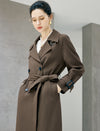Notched Lapel Double Breasted Belted Knee-Length Trench Coat