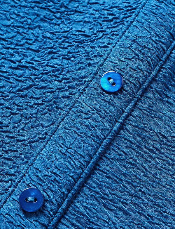 Vintage Pleated Button Textured Detail Polo Shirt