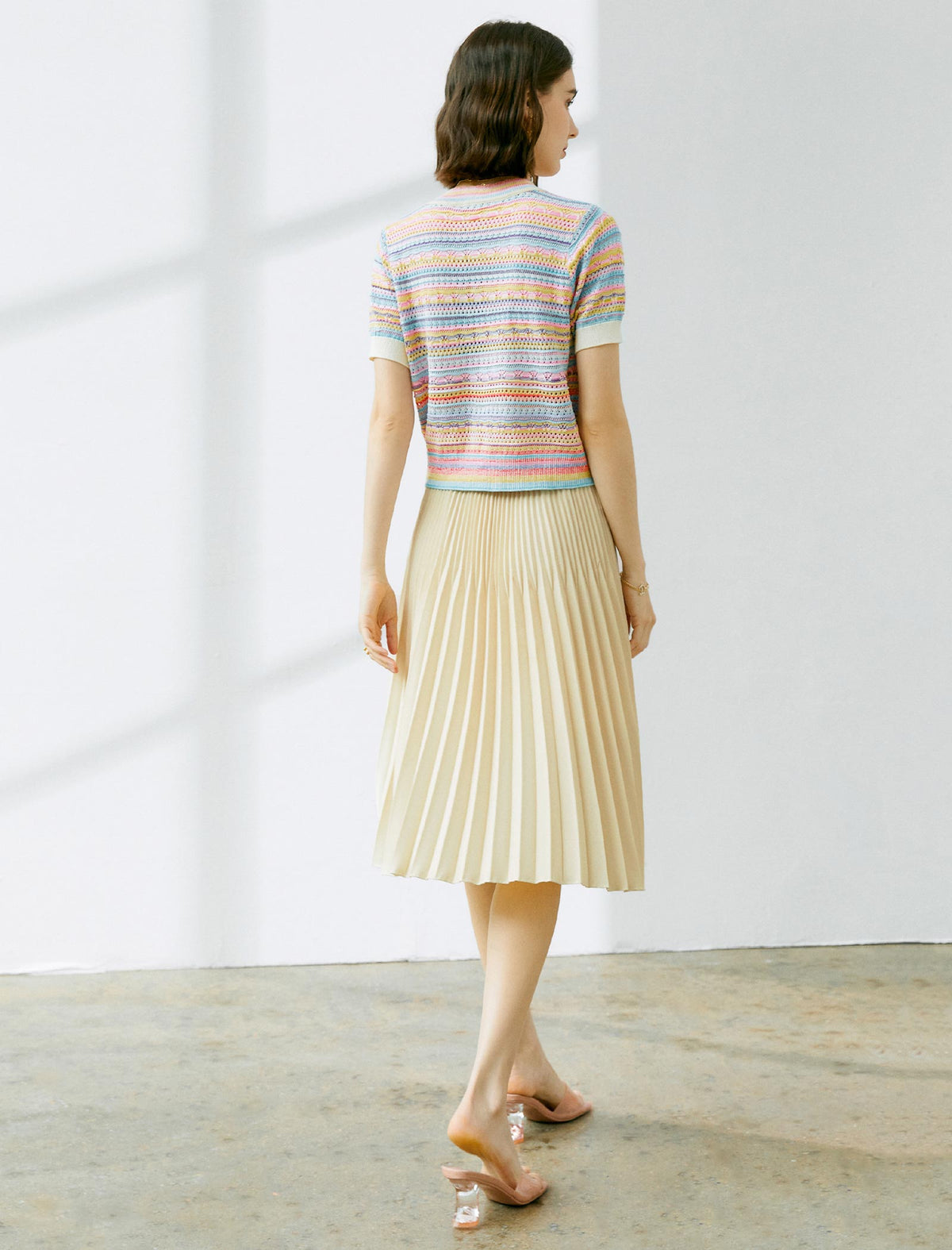 Solid Color Pleated A-Line Skirt