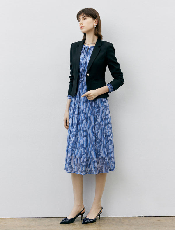 Pearl Button Slim Fit Lapel Blazer