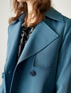 Blue Double-Breasted Trench Coat