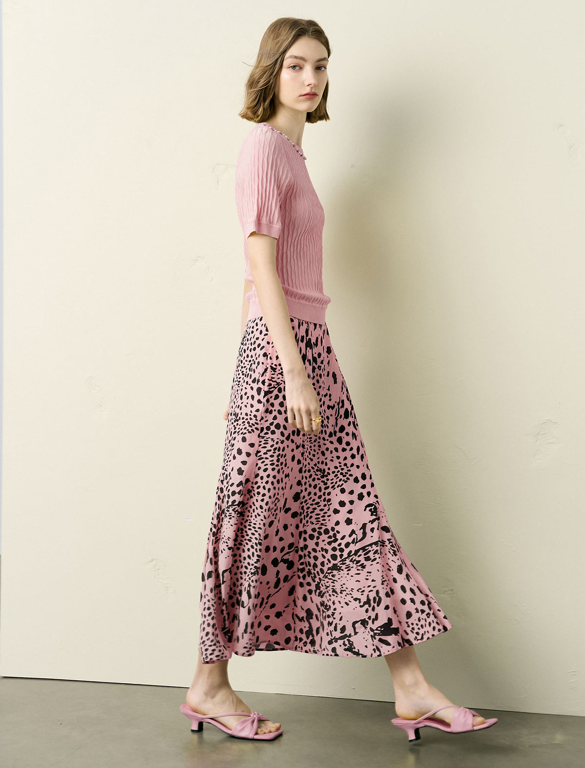Leopard Print Fishtail Midi Skirt