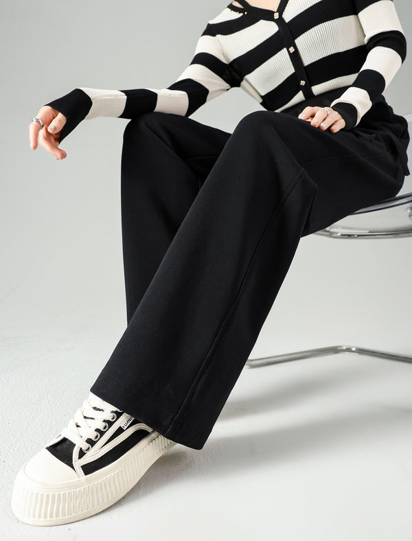 Stylish Black Drawstring Wide Leg Pants