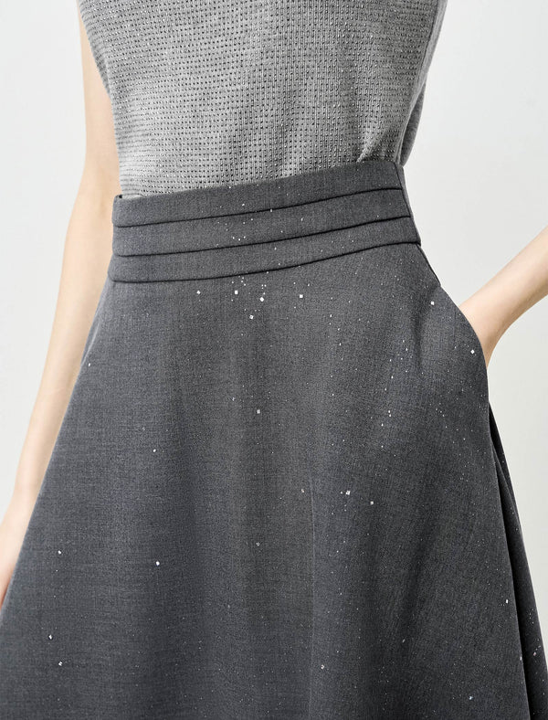 A-Line Sparkle Detail Midi Skirt