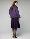 Wool Blend Contrast-Trim Button-Front Cropped Jacket