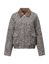 Tweed Wool-Blend Leather Collar Jacket