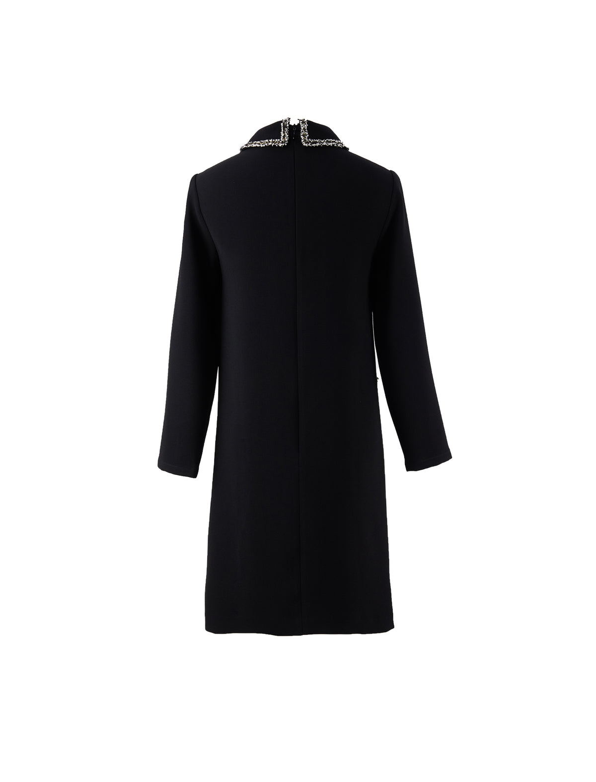 Braided-Trim Long Sleeve Pocket Relaxed Dress