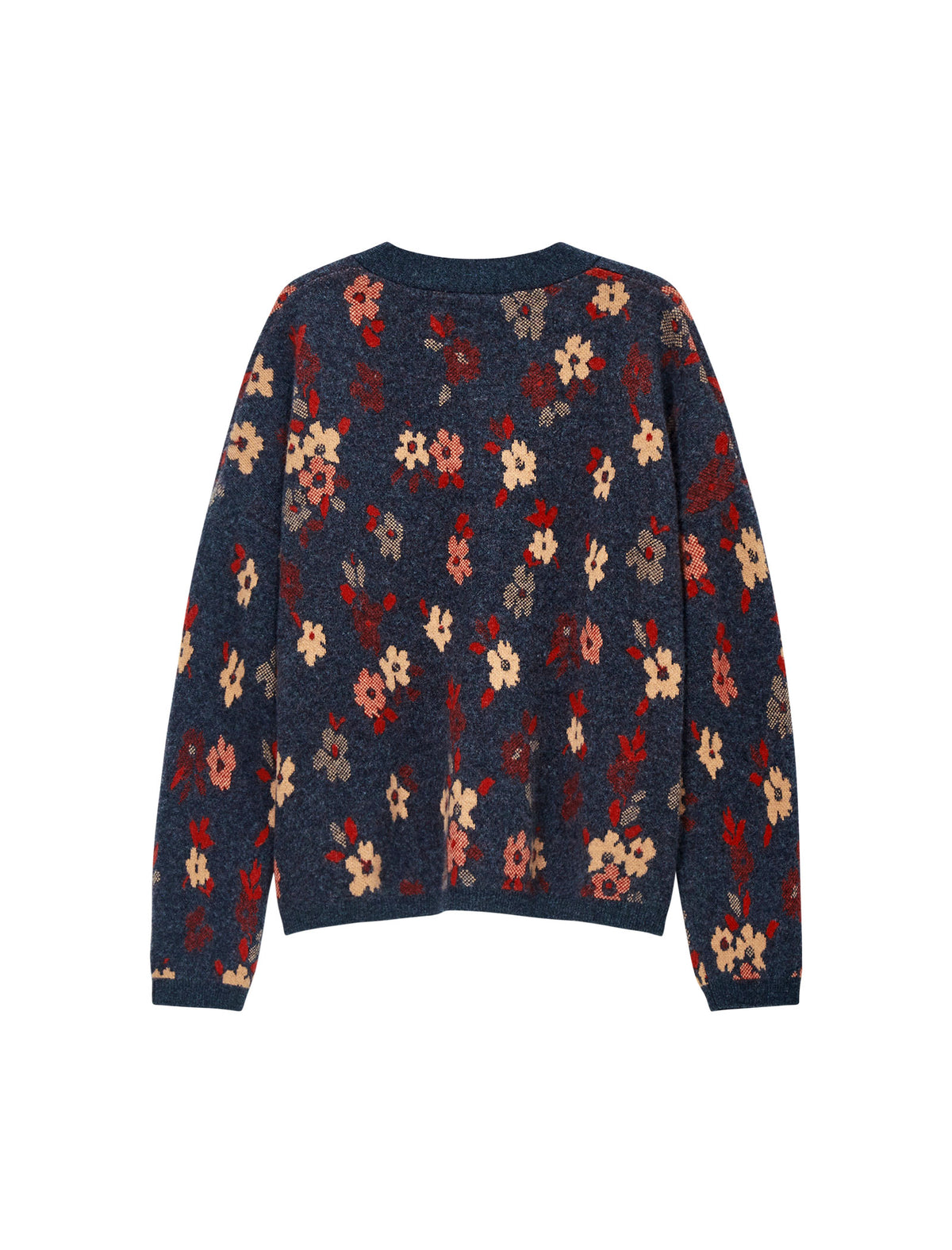 Floral V-Neck Button Front Knit Cardigan