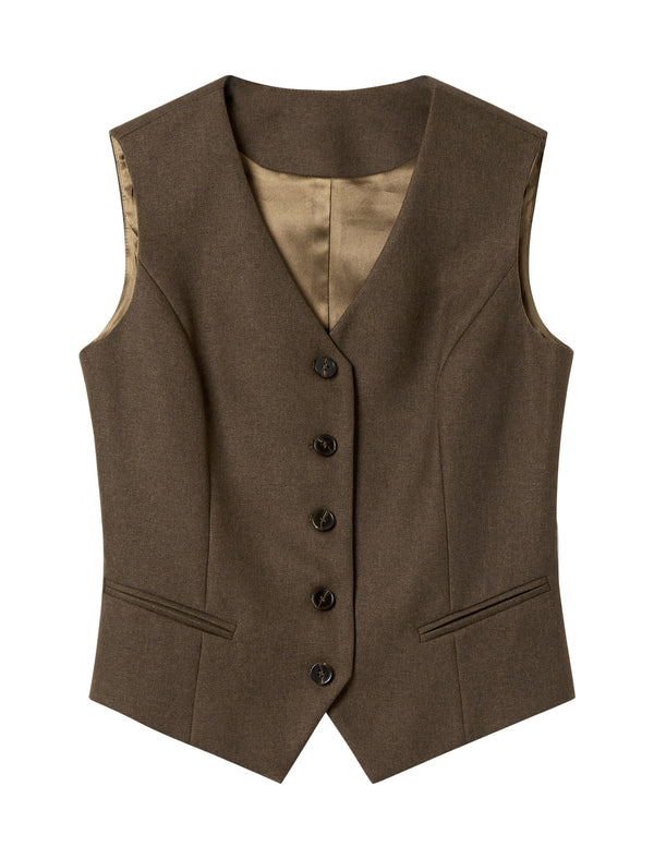 Coffee Tailored Waistcoat