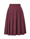 Sparkle Tweed Box-Pleated Knee-Length Skirt