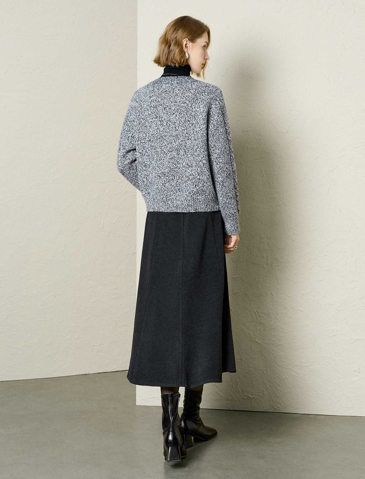 Marled Cable-Knit Cardigan