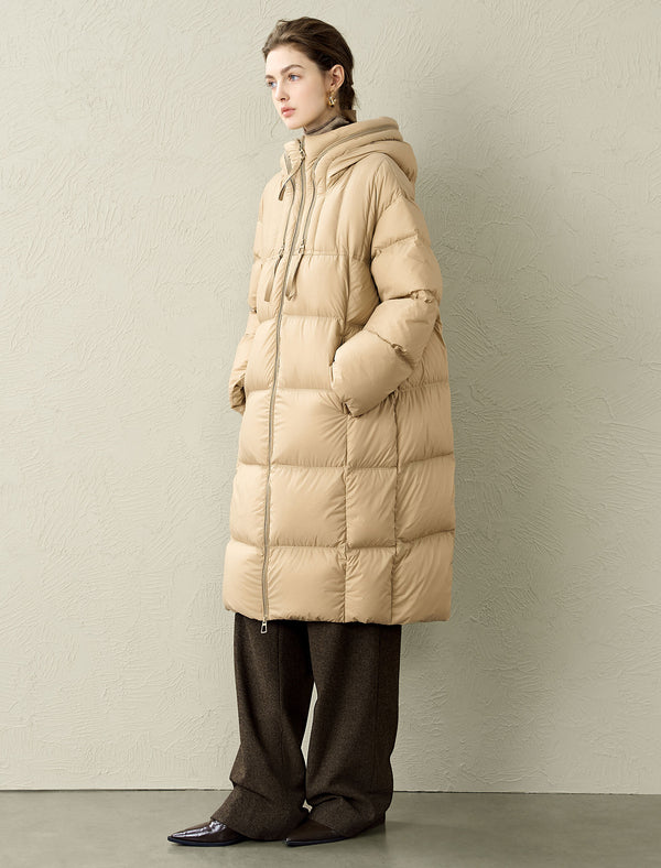 Long Hooded Down Coat