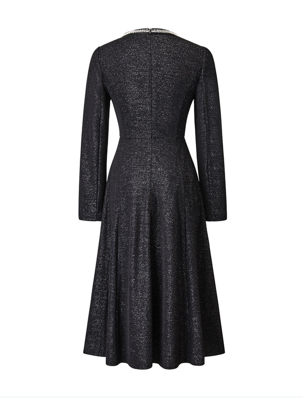 Chain Neckline Sparkle Midi Dress