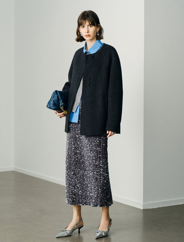 Charcoal Grey Wool Blend Coats