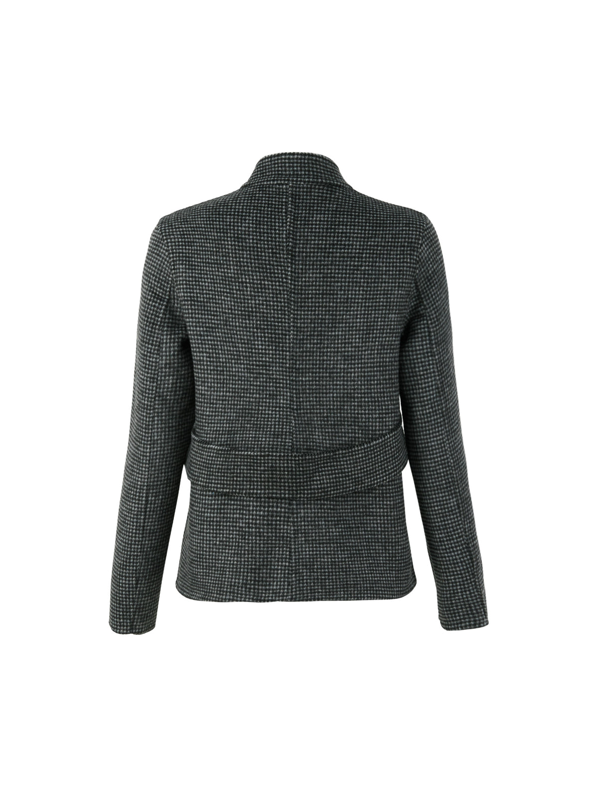 Wool Blend Plaid Long Sleeve Straight-Fit Jacket
