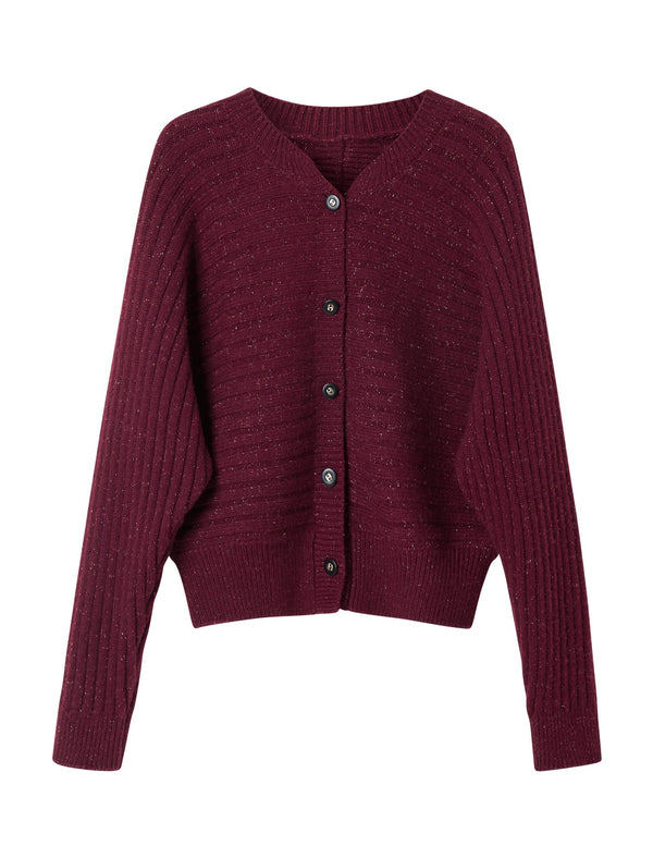 Burgundy Sparkle Knit Cardigan