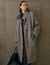 Wool-Cashmere Silk Blend Stand Collar Fuzzy Long Coat