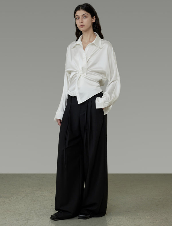 Twist Front Satin Blouse