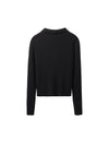 Wool Blend Zip Up Ribbed Knit Cardigan