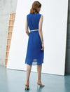 Royal Blue Pleated Sleeveless Midi Dress