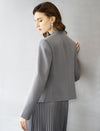 Grey Cropped Collarless Blazer