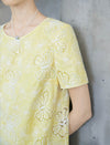 Yellow Butterfly Eyelet Embroidery Short Sleeve Shift Mini Dress