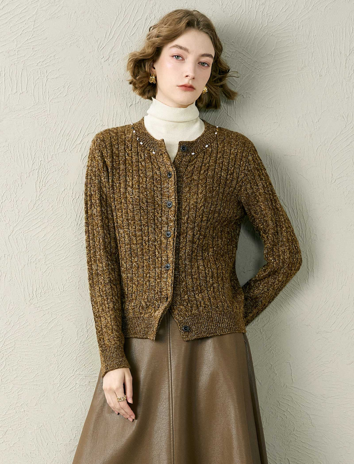 Bead Detail Wool Cardigan