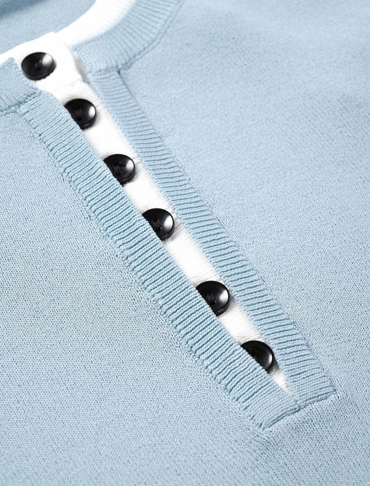 Light Blue Henley Knit Top