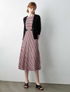 100% Silk Geometric Print Sleeveless Midi Dress