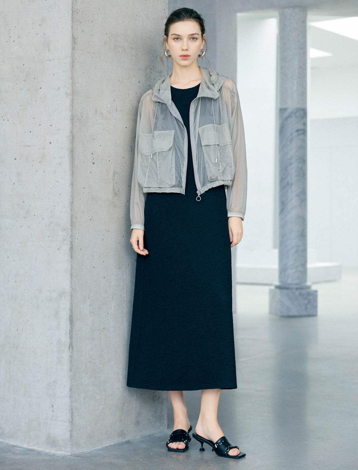 Sheer Cropped Hooded Sun Protection Jacket